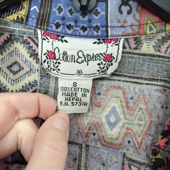 Vintage Western Bohemian Desert Button Down Sz S - Picture 5 of 10